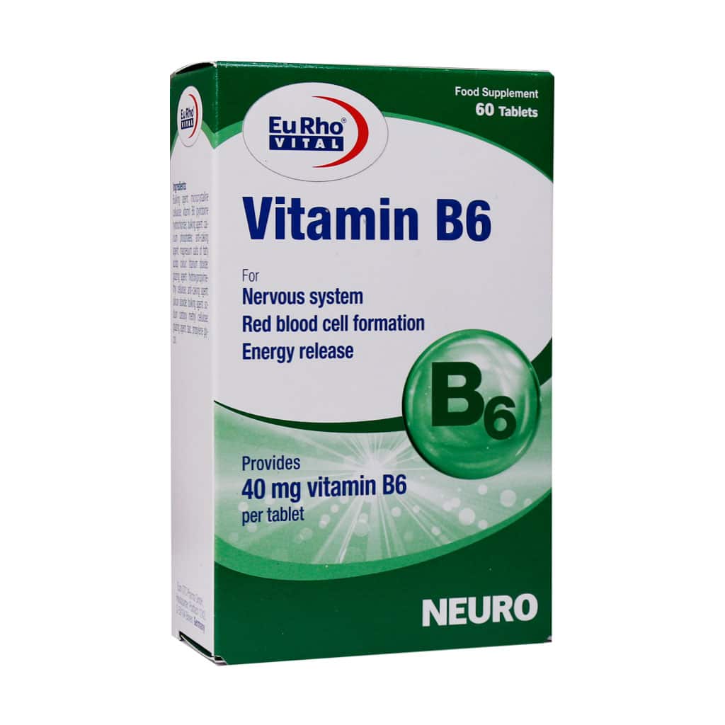 قرص ویتامین B6 یورو ویتال 60 عددی محصولی مناسب برای تامین ب 6 مورد نیاز بدن است.